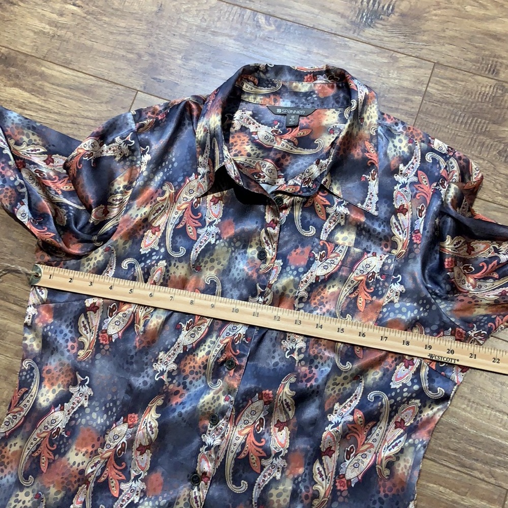 Spanner shiny fun patterned button down top - Picture 13 of 15